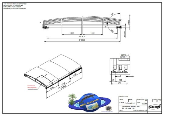 Überdachung Modell: CASABLANCA CLEAR, mit Klarglas, ANTHRAZIT Elox, Typ A (Pool bis 6,35 m x 3,5 m)