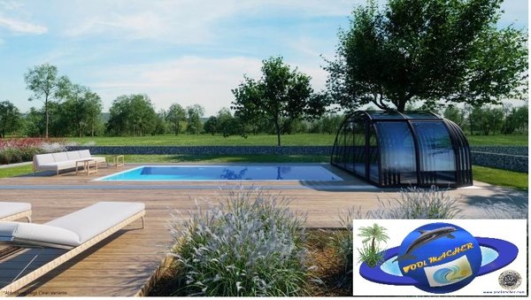 Überdachung Modell MONACO CLEAR, ANTHRAZIT Elox, Typ "B" Pool bis 8,5 x 4,4 m