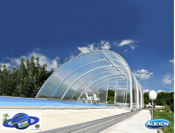 Überdachung Modell MONACO THERM, ANTHRAZIT Elox, Typ "C" Pool bis 10,6 x 5,26 m
