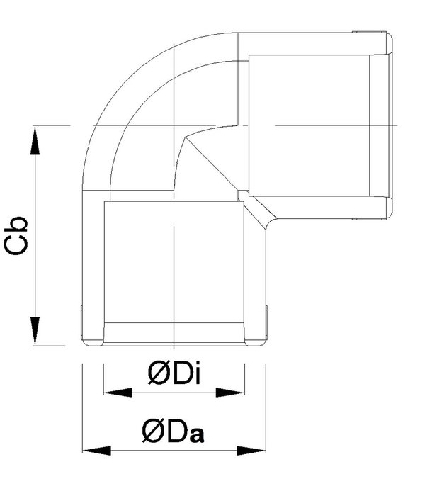 PVC-U 90° Reduzierwinkel mit Klebemuffe| Ø 40 mm x Ø 40/Ø 32mm